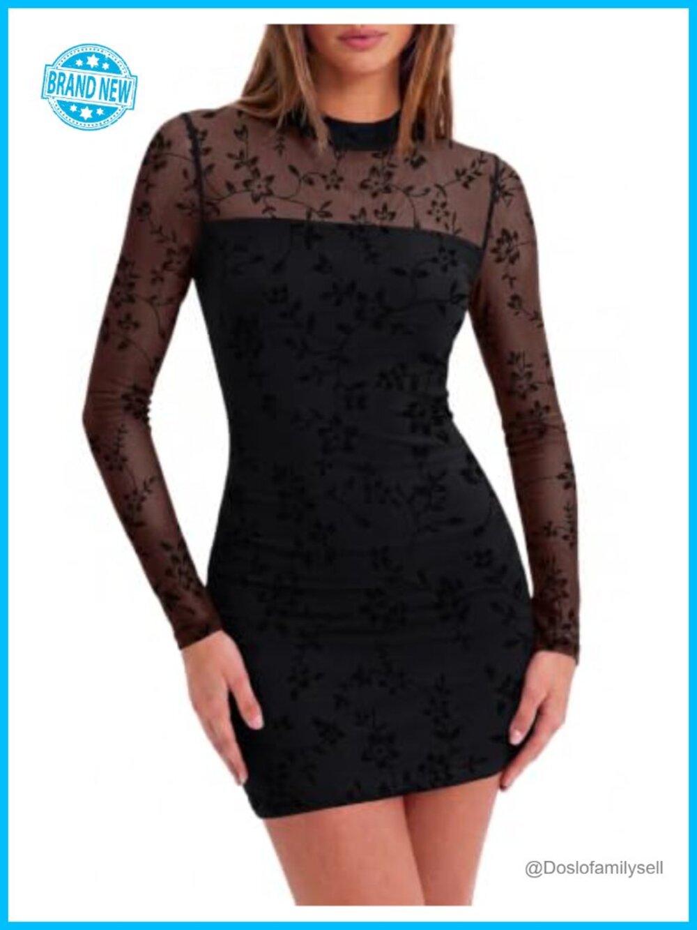 Mesh Long Sleeve Ruched Bodycon Mini Dress Semi Formal Party